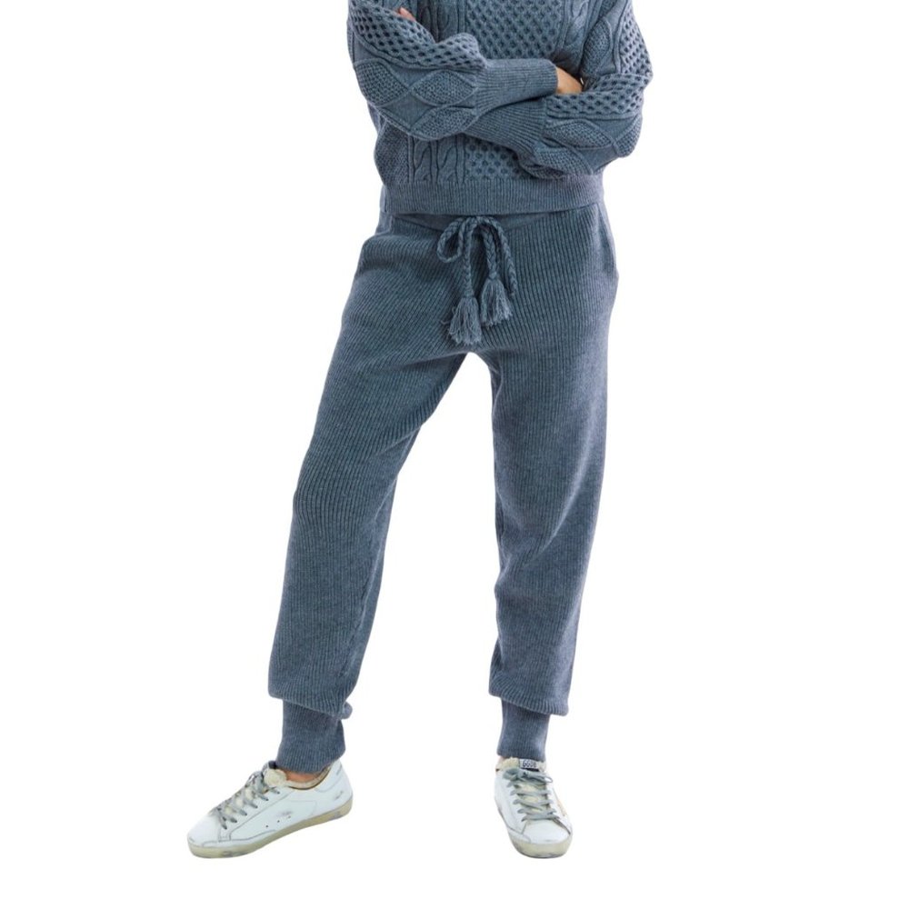 Allison Collection Ribbed Knit Jogger Pants Gray Size Large NWT